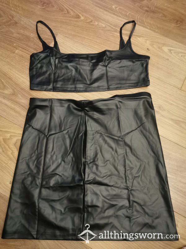 S**y 2 Piece. Short Leather Look Skirt And Matching Top. 💯🔥🔥🔥Really Hot On. Worn. Special Requests Ect Welcome £35💋💋💋