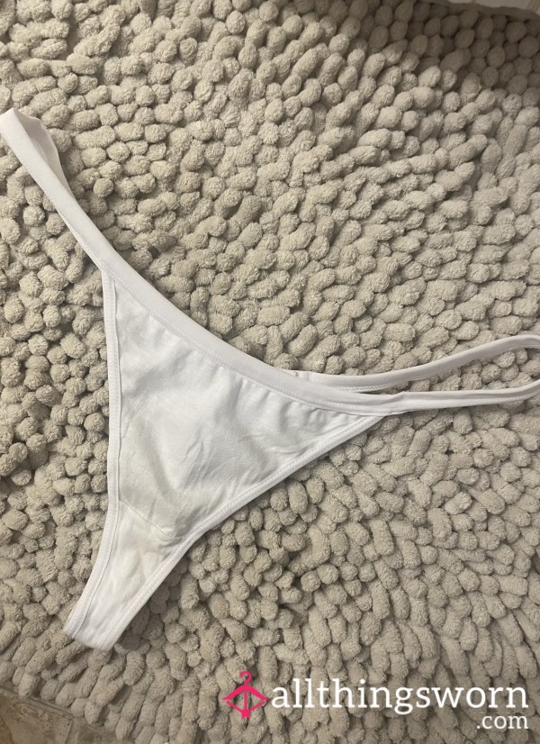 3 Days Worn White Cotton Thong