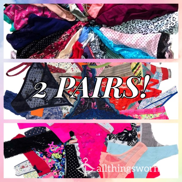 2 Pairs Of Random Thong/Bikini/Boyshort/Breif/Hipster Panties