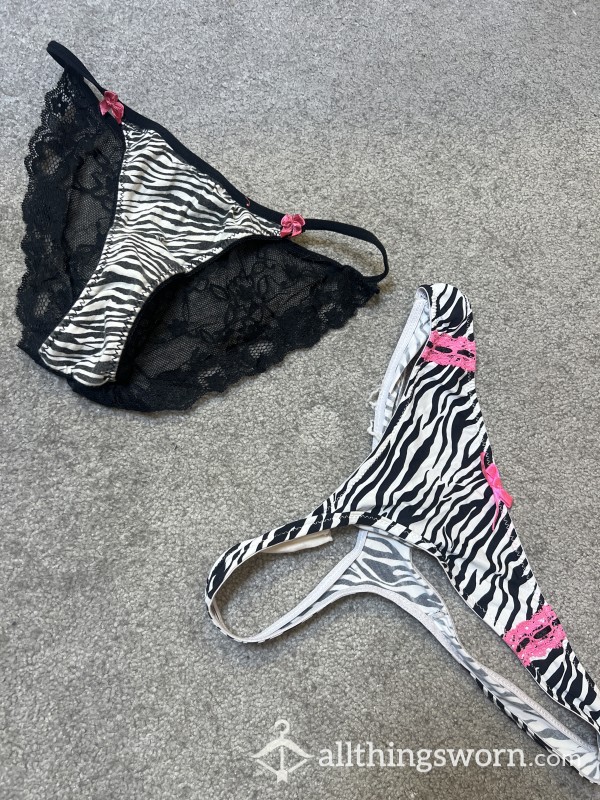 2x Naughty Zebra Thong And Panties