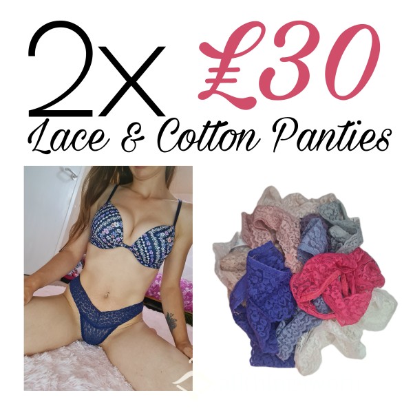 2XCotton & Lace Thongs