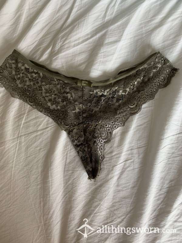 3 Day Wear Green Lacy Brazilian Panties