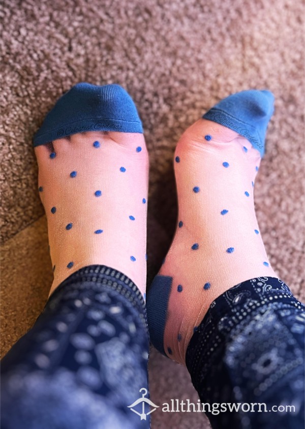 Sheer Navy Polkadot Socks