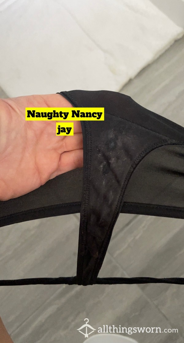 5 Day Worn Black Thong. Stinks!! Very Pungent & Sweaty 💦