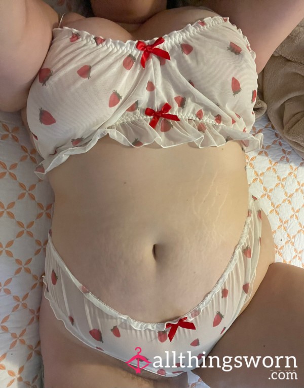 7 Nights Worn - Strawberry Bra & Panty Set