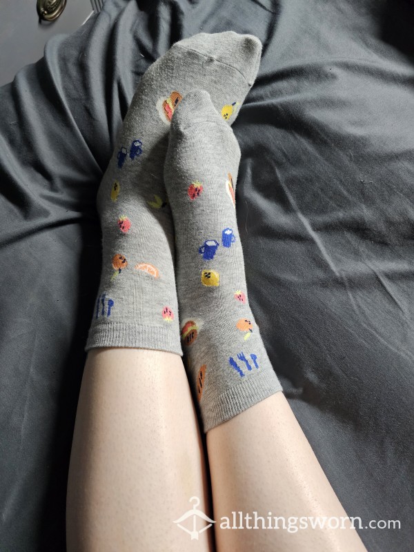 Adorable Grey Crew Socks