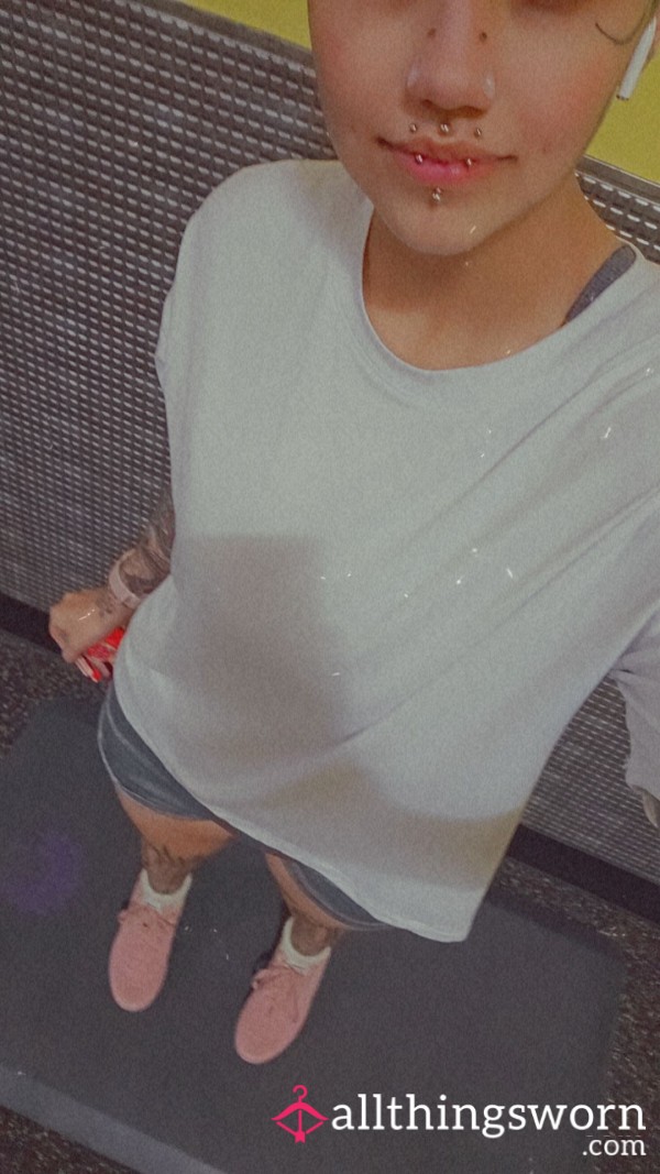 All White Small Loose Fitting Athletic Crop ULTRA SWEATY