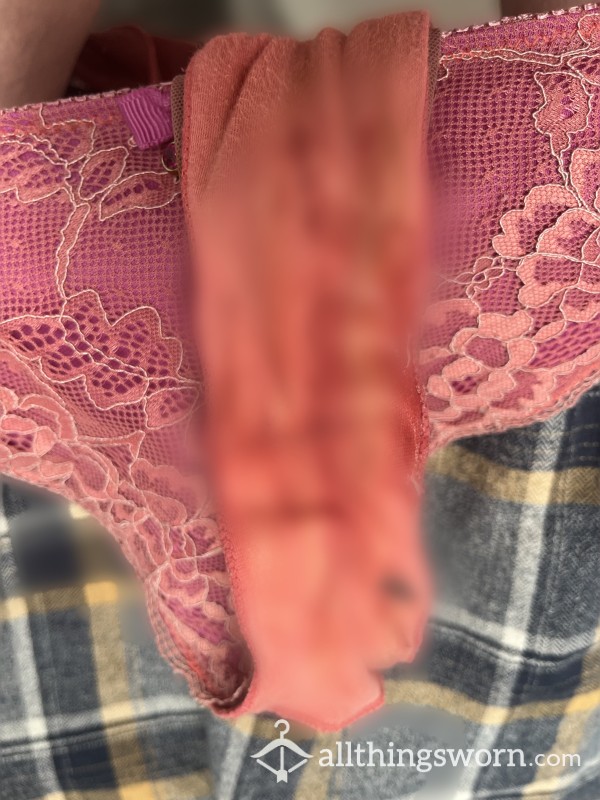 Ann Summers Old Well Worn Bleached C*m Stain Pink Panties