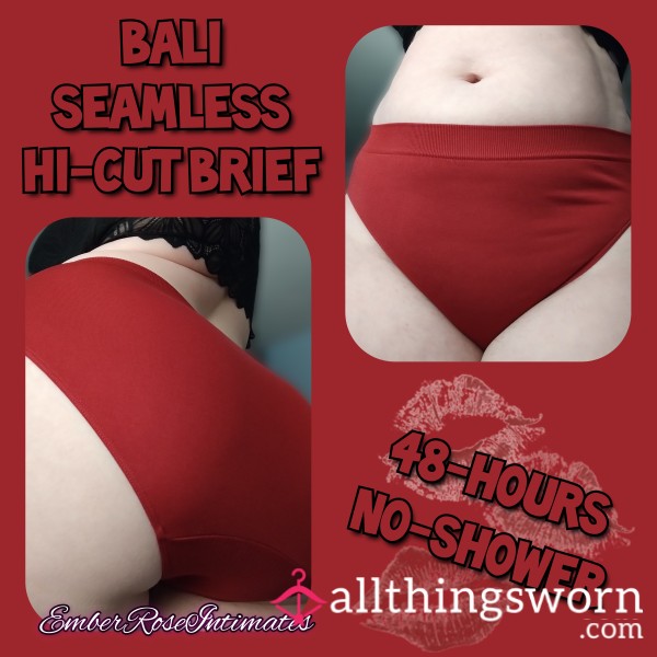 Bali "Comfort Revolution" Seamless Red Nylon Hi-Cut Briefs