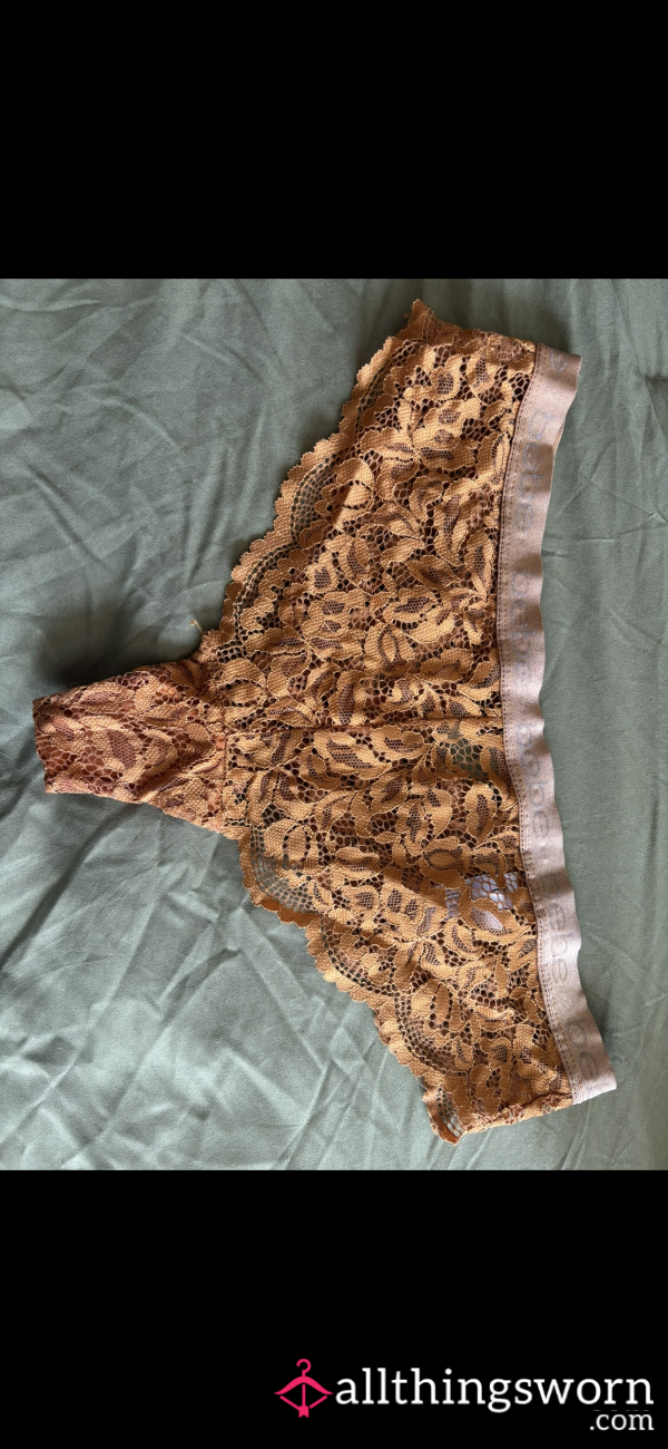 BEBE Panties | Cheekies | Burnt Orange | Full Lace | Bow Back | XL |