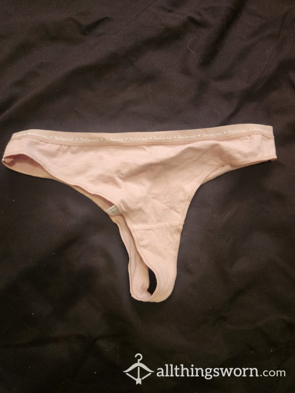 Beige Cotton Thong