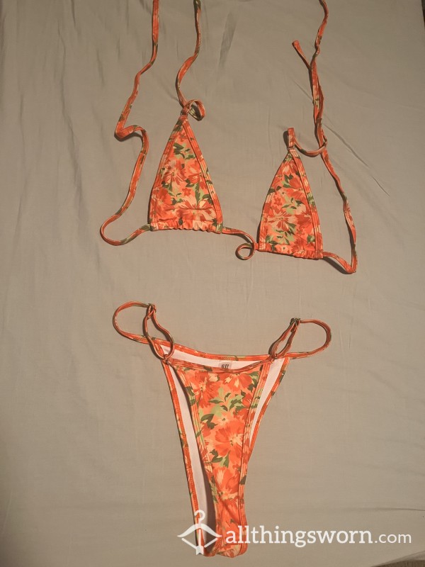 Bikini Available For Wear - Orange Size Large Big A** And Big T*ts