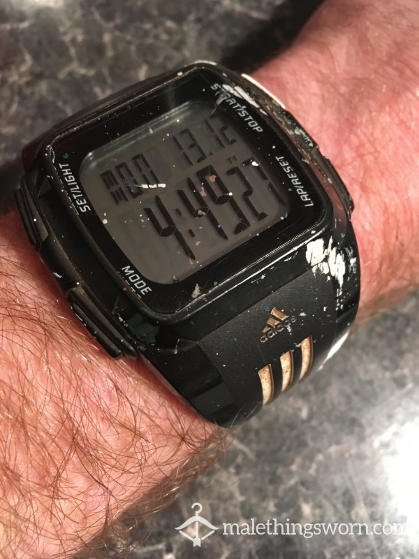 Black Adidas Watch, Paint Splattered