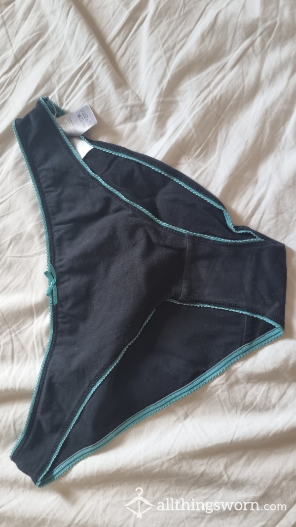 Black And Blue Trim Well Worn Panties