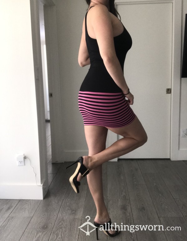 Black And Pink Elastic Dress