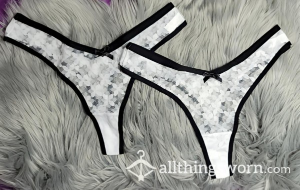 Black And White Lace Thongs