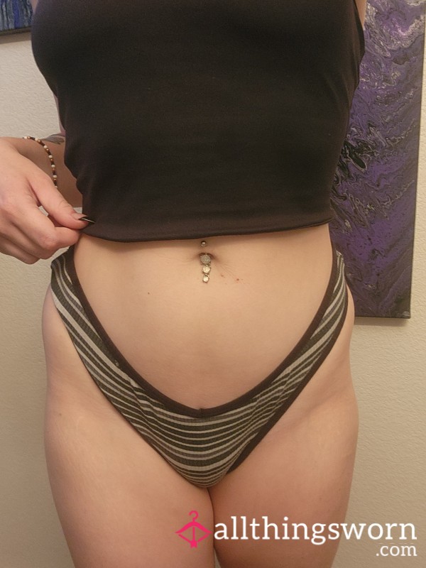 Black And White Stripe Thong (NoBo)