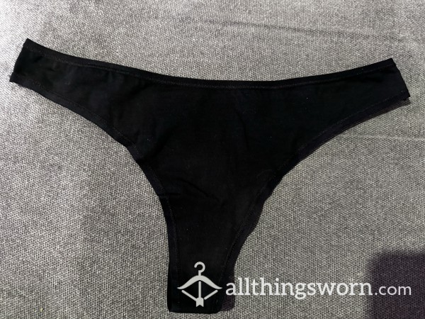 Black Cotton Thong 😍