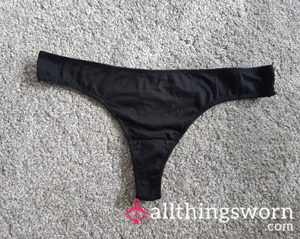 Black Cotton Thong