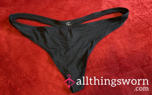 Black Cotton Thong