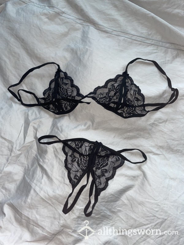 Black Crotchless Lingerie Set - Unworn