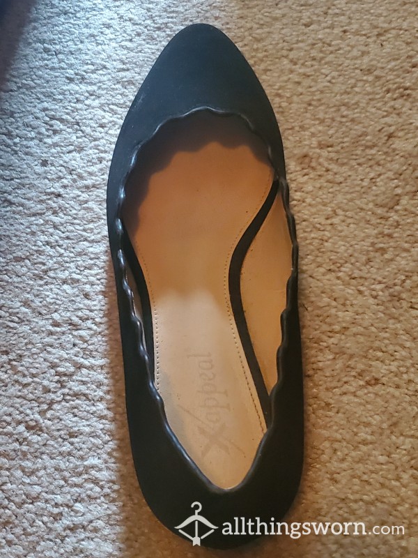 Black Flats Scalloped Edge