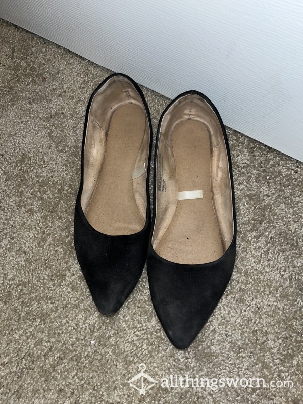 Black Flats Size 10 Well Worn