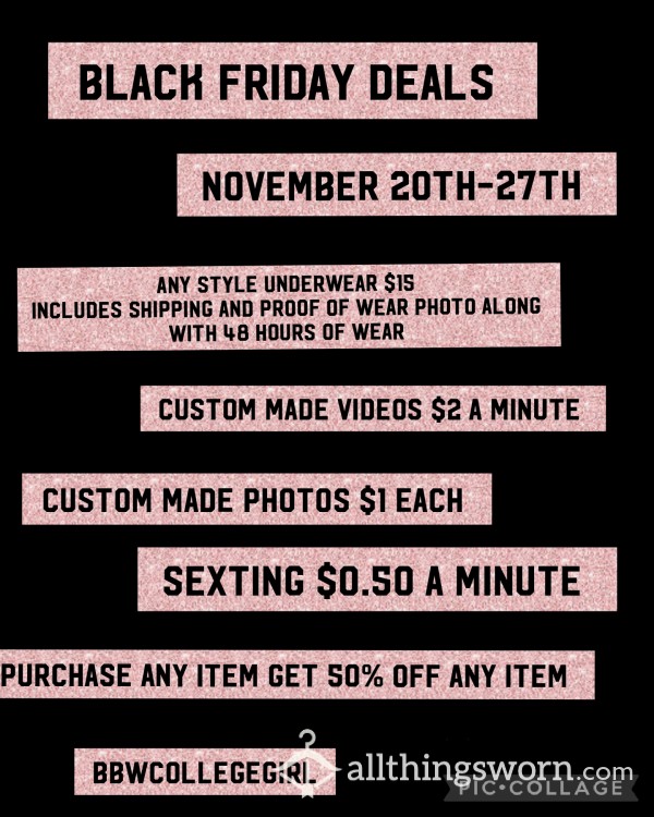 BLACK FRIDAY DEALS November 20th-27th