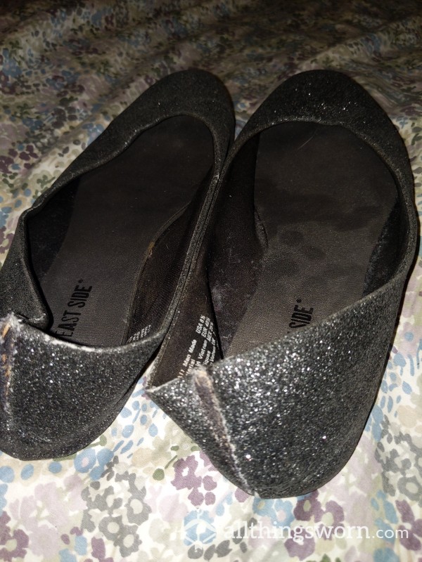 Black Glitter Ballet Flats