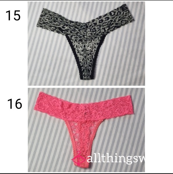 Black & Grey Animal Print Lace Thong & Neon Flor*l Thong