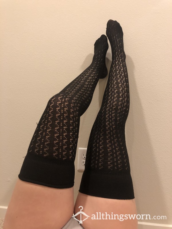 Black Knit Thigh Highs