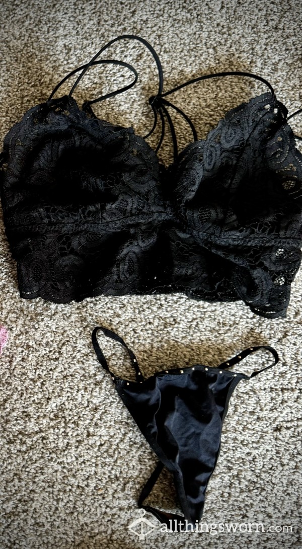 Black Lace Bralette & G String 🖤 My Go To Rave Set