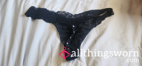 Black Laced Doted Thong