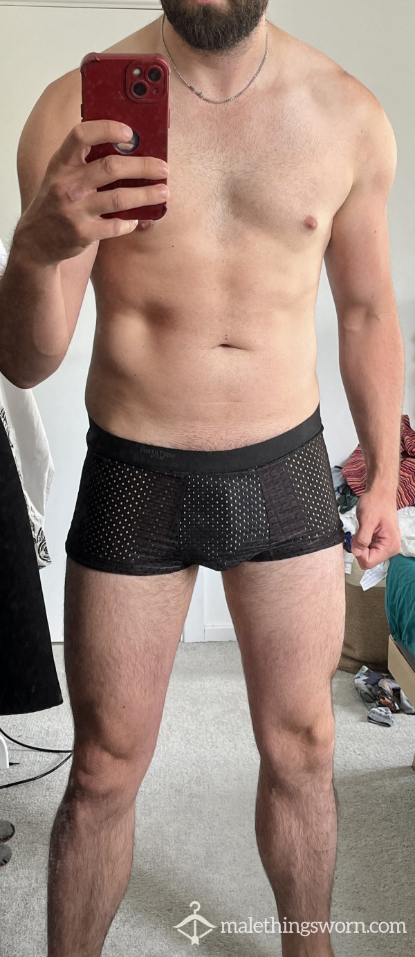 Black Mesh Boxer Briefs/ Hipsters - Medium, Worn