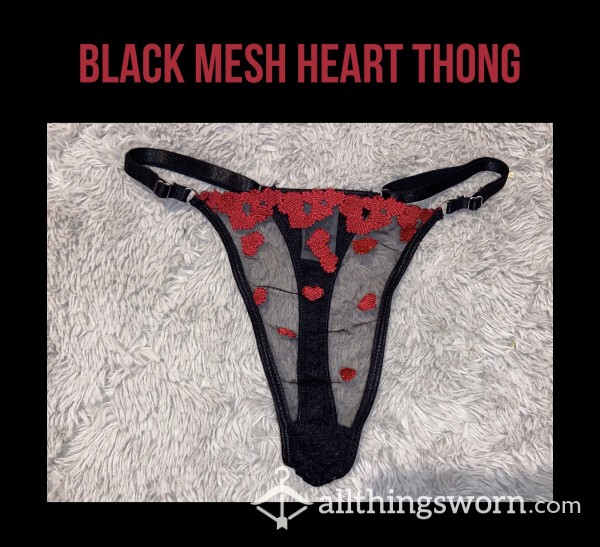 *reduced* Black Mesh Heart Thong🖤