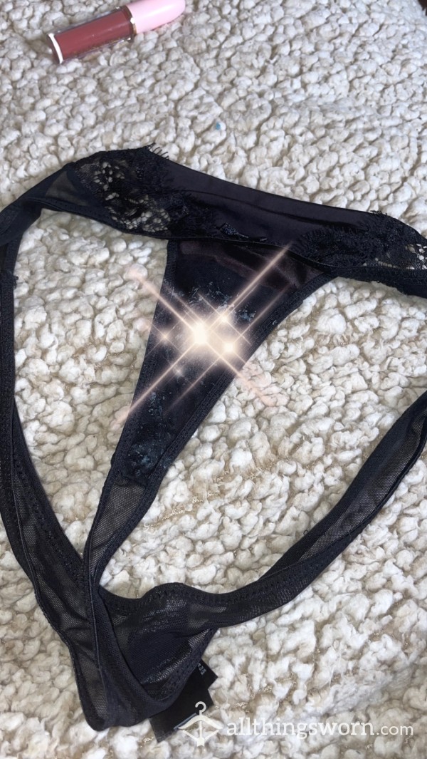 Black Mesh Ribboned Thong! Ovulation Day 🥛