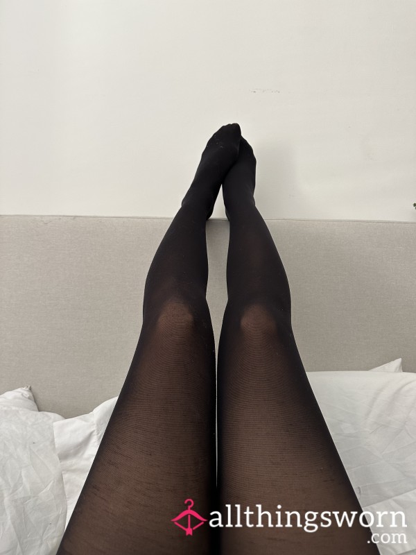 USED Black Pantyhose Tights