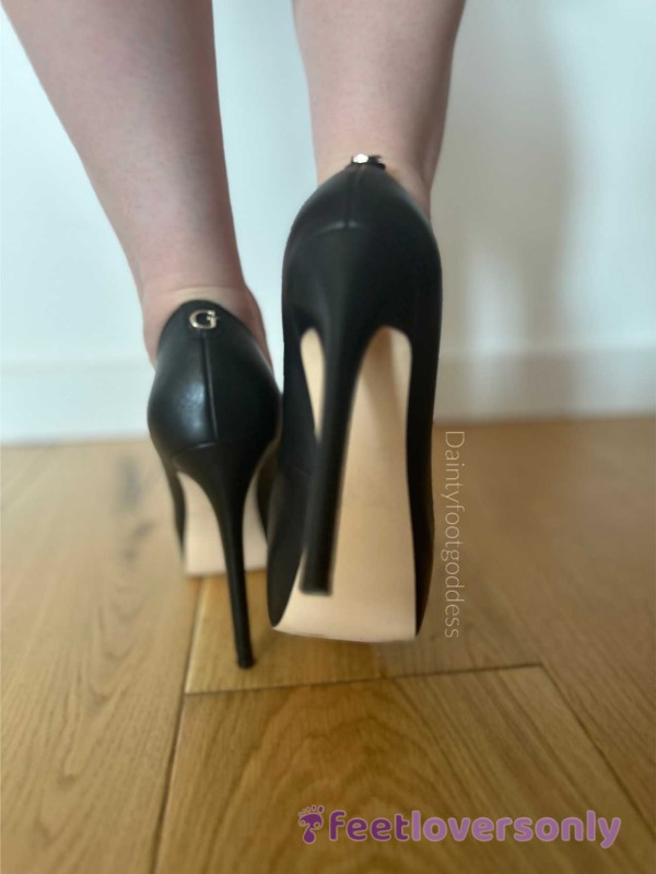 Black P**p-toe Platform Heels