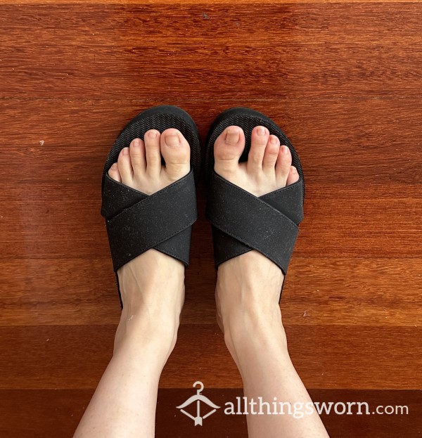 Black Platform Slippers