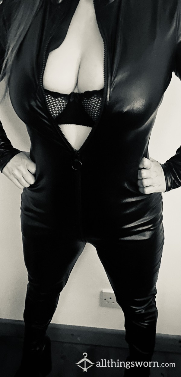 Black Pvc Worn Catsuit