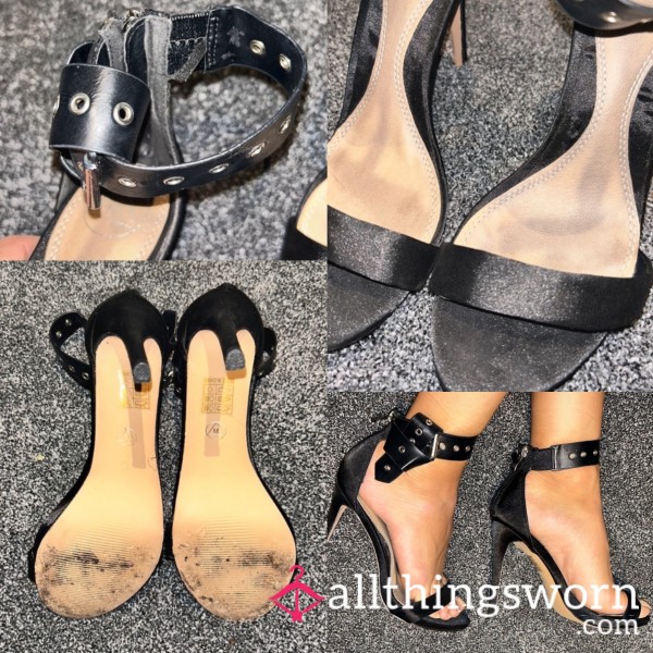 (Sold) Black Satin Kinky Heels