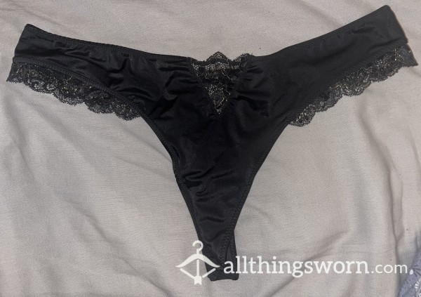 Black Satin/silk Thongs