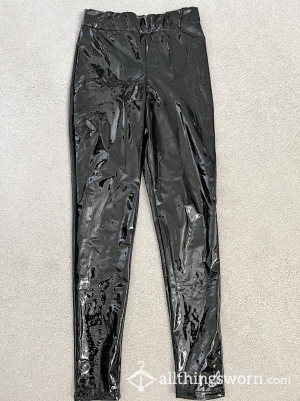 Black Shiny PVC Leggings Size 12