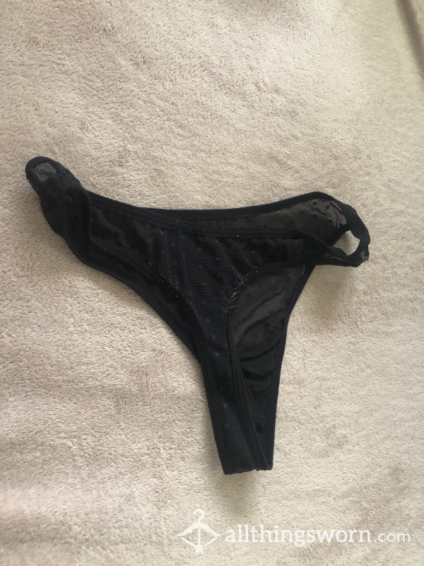 Black Silky Mesh Thong