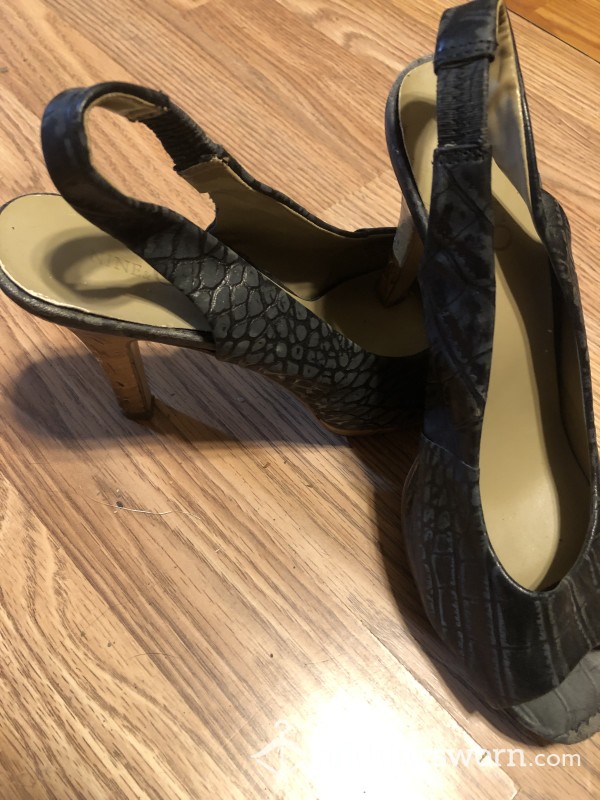 Black Snake Skin Heels