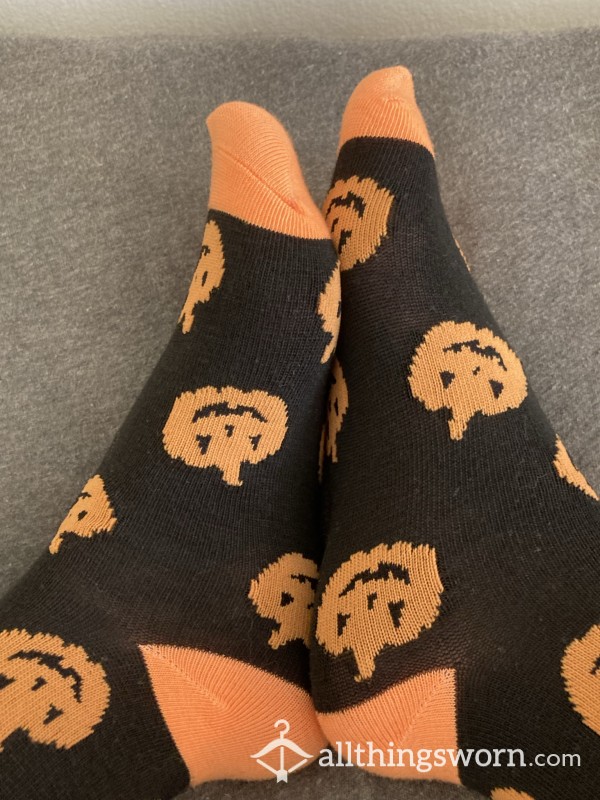 Black Socks With Orange Pumpkins