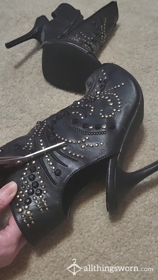 Black Studded Heel Shoe Denial