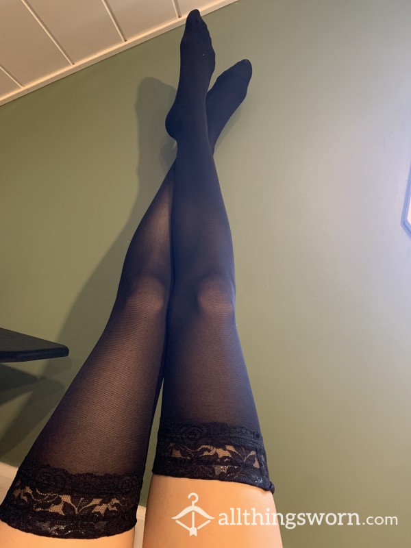 Black Thigh High Hosiery