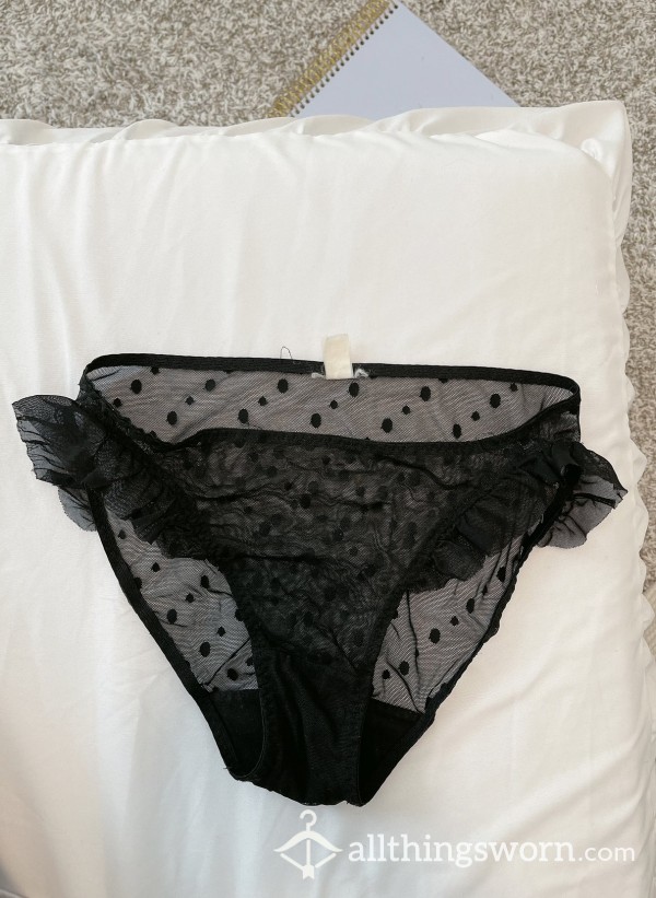 Black Transparent Polka Dot Panties