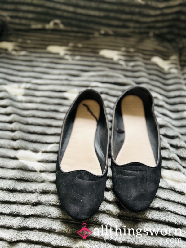 Black Well Worn Ballet Pumps